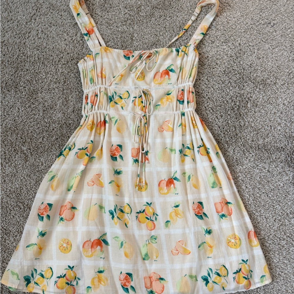 Abercrombie & Fitch Dress - Cream with Fruit Print